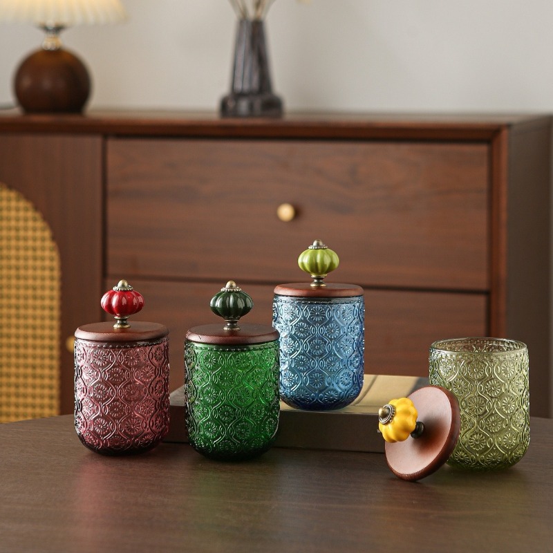 Candle Making Jars With Lids - Retro szklany pojemnik na waciki, kreatywny