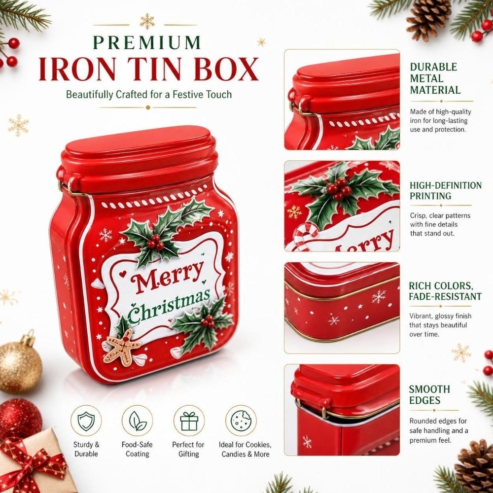Przenośna Metalowa Świąteczna  – Tin Container Lid recenzja i cena